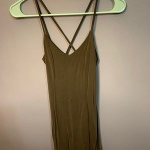 Green strappy suede like dress